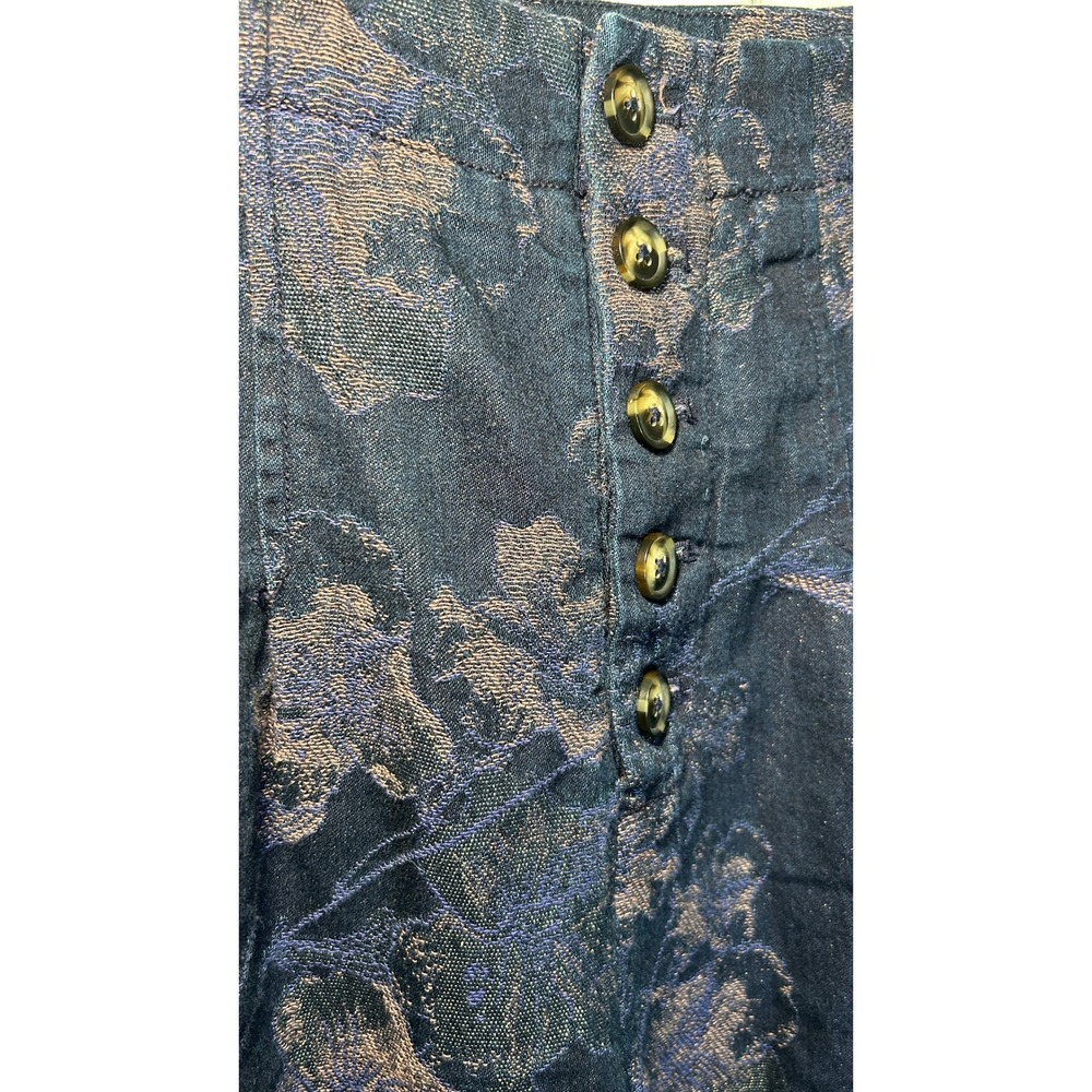Pilcro Ultra High Rise Wide Leg Floral Jacquard Pants 29 Metallic Button Fly - Picture 3 of 10